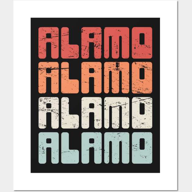 Retro 70s ALAMO Texas Text Wall Art by MeatMan